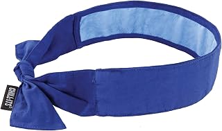 Ergodyne Chill Its 6700CT Cooling Bandana, Lined with Evaporative PVA Material for Fast Cooling Relief, Tie for Adjustable Fit, Blue
