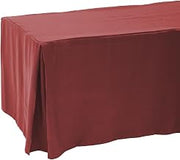 HUBERT Fitted Tablecloth with Corner Pleats Burgundy Polyester 8 Ft - 96"L x 30"W x 29"H