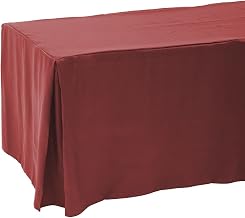 HUBERT Fitted Tablecloth with Corner Pleats Burgundy Polyester 8 Ft - 96"L x 30"W x 29"H