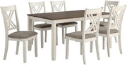 Furnifact Farmhouse Wood Rectangular Dining Furniture Set 7-Piece, Kitchen Table and Chairs for Dining Room Set for 6, Vintage Vanilla