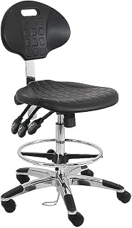 BenchPro LAT-Dub-TLC ESD Urethane Polyurethane Stools Chair with 18 in. Adjustable Footring Aluminum Base & 21 to 31 in. 3 Lever Control Height Adjustment Black