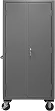Durham 3501M-BLP-12-2S-5295 Lockable Mobile Cabinet with 12 Blue Hook-On Bins, 2 Adjustable Shelves, Flush Door Style, 36" Wide, 14 Gauge, Gray