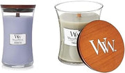 WoodWick Lavender Spa Large Hourglass Candle and WoodWick Fireside Medium Hourglass Candle