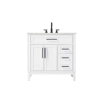 36" Single Bathroom Vanity in Honey White by Elegant Kitchen and Bath – unspecified, Aluminum, White, Model VF82536WH