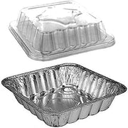 Handi-Foil 10" x 10" Square Aluminum Foil Poultry/Cake Pan w/Dome Lid (pack of 10)