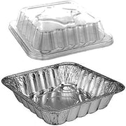 Handi-Foil 10" x 10" Square Aluminum Foil Poultry/Cake Pan w/Dome Lid (pack of 50)