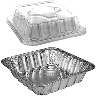 Handi-Foil 10" x 10" Square Aluminum Foil Poultry/Cake Pan w/Dome Lid (pack of 50)