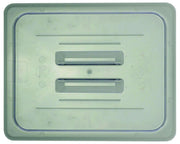 Half-Size Clear Polycarbonate Solid Food Pan Cover w/Handle - 12 4/5"L x 10 3/7"W by HUBERT – Polycarbonate, Clear, Model 107011