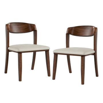 Abigail IV Rich Walnut Dining Chair Set of by Starlight Canyon Home – Solid Rubberwood, Solid Wood, Fabric, Brown, Pack of 2