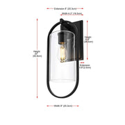 Jaxson One Light Outdoor Wall Sconce Black by Lighting Design – Iron, Black