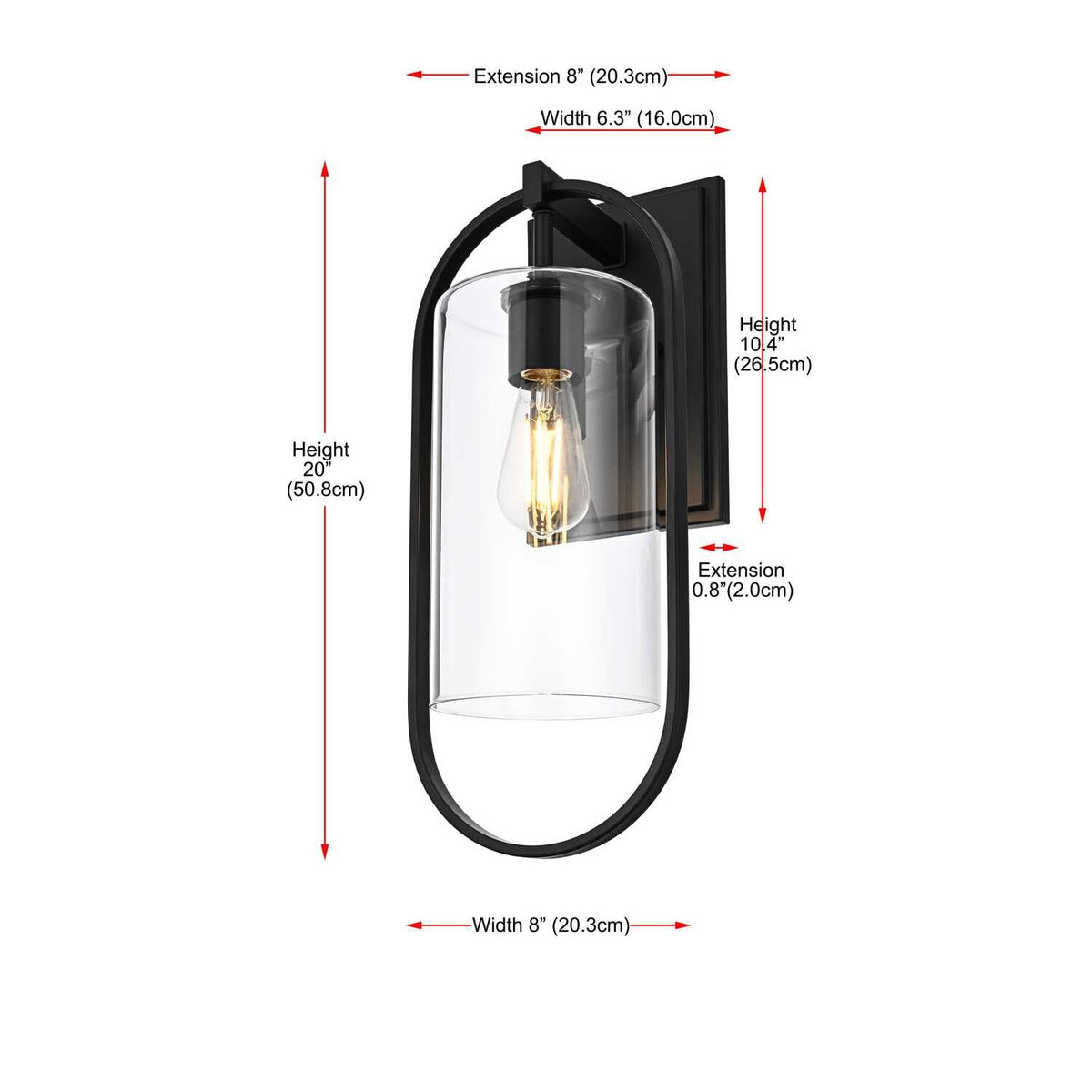 Jaxson One Light Outdoor Wall Sconce Black by Lighting Design – Iron, Black