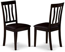 Furnifact Faux Leather-Upholstered Wooden Dining Chairs Set of 2, Traditional Upholstered Dining Room Chairs for Kitchen Table Use