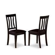 Faux Leather-Upholstered Wooden Dining Chairs Set of by Furnifact – Wood, Black, Pack of 2