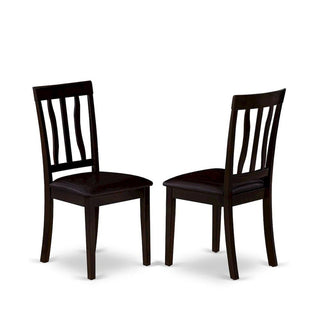 Faux Leather-Upholstered Wooden Dining Chairs Set of by Furnifact – Wood, Black, Pack of 2