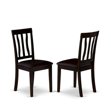 Faux Leather-Upholstered Wooden Dining Chairs Set of by Furnifact – Wood, Black, Pack of 2
