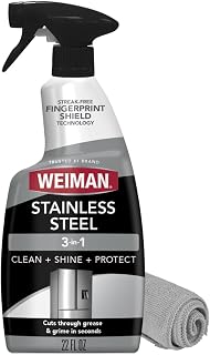 Weiman Stainless Steel Cleaner & Polish Spray with Cloth, Anti-Fingerprint