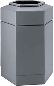 Commercial Zone PRODUCTS 737103 Hex Waste Container,Gray,30 gal.,lon