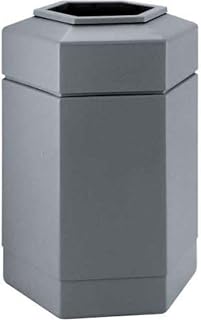 Commercial Zone PRODUCTS 737103 Hex Waste Container,Gray,30 gal.,lon