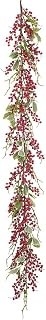 6ft Artificial Holly & Berry Garland -Green/Red (Pack of 4)