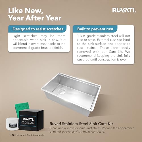 Ruvati 33 inch- Single Bowl / Stainless Steel / Modern Sinks