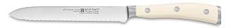Wusthof Classic Ikon 5-Inch Serrated Utility Knife, Creme