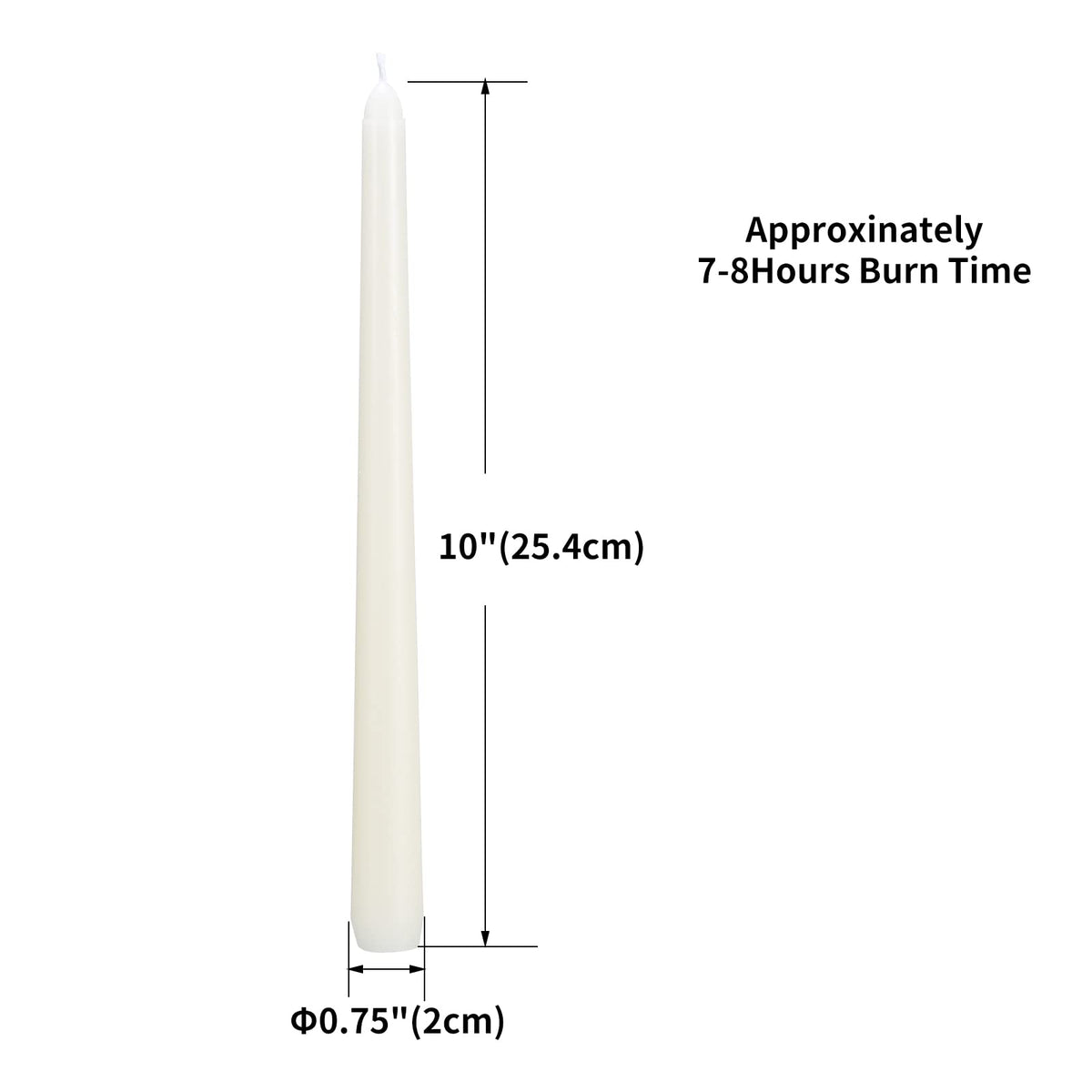 Flamecan Ivory Taper Candles, 10 Inch Tall, Pack of 20