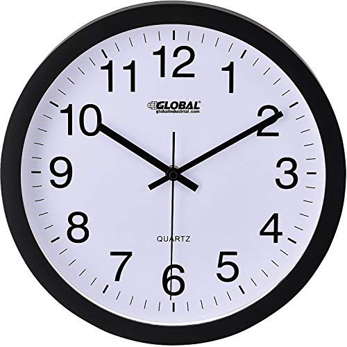 12" Wall Clock by Global Industrial – Plastic, White, Model 695322