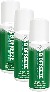 Biofreeze 13451 Roll-On Pain-Relieving Gel, 2.5 FL oz, Green Topical, Arthritis, Strains, Bruises, & Sprains (7.5 Fl Oz (Pack of 3), 3, Count)