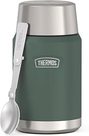 Thermos ICON Food Jar 0.71 L, Green/Forest Matt, Food Jar, 710 ml, Double-Walled 18/8 Stainless Steel, Keeps Warm and Cold, with Folding Spoon, Non-Slip Base, Completely Leak-Proof
