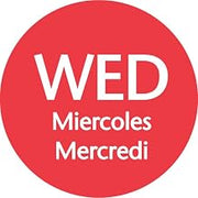 Wednesday Label Red Day of The Week Dots Tri-Lingual - 3/4" Dia 1000 Per Case