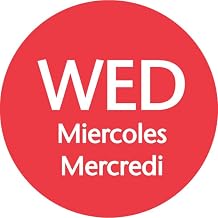 Wednesday Label Red Day of The Week Dots Tri-Lingual - 3/4" Dia 1000 Per Case