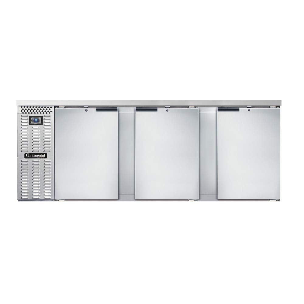 BBC90S-SS Three Section Refrigerated Back Bar Cooler by Continental Refrigerator – Stainless-Steel