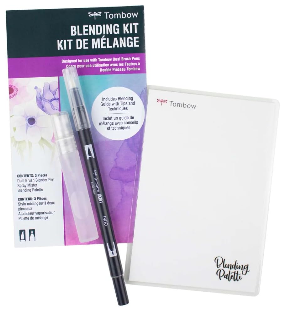 Art Marker Collection: Pastel 10 Piece Dual Brush Pen Set with Blending Palette Kit by Tombow – Model 810217931024