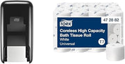 OptiServe 2-Roll Coreless Toilet Paper Dispenser Black T7/T5, Vertical Dispenser, Elevation Design + Tork OptiServe Coreless Toilet Paper White T7, Universal, 2 Ply, 36 x 1000 Sheets