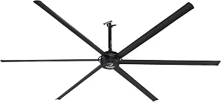 Big Ass Fans E Series 12 ft Industrial 6 Blade Ceiling Fan Gearless Direct Drive Motor, High Volume Low Speed, Wired Wall Remote, 110-125V/1ph - Stealth Black