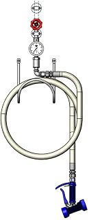 T&S Brass MV-1907-11CW-ER Washdown Station Valve, Thermometer, Swivel 10' Hose and Water Gun, 1/2"