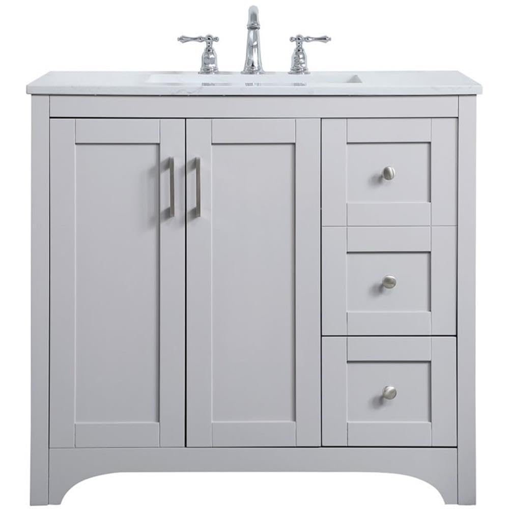 Elegant Decor 36"Lx22"Wx34"H / Grey / Traditional Wheel Care