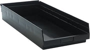 Quantum Storage QSB116 Heavy-Duty Nesting Plastic Shelf Bins for Pharmacy, Hospital & Warehouse, Hanging Lip & 7 Divider Slots, 23-5/8" x 11-1/8" x 4", Black, 6-Pack