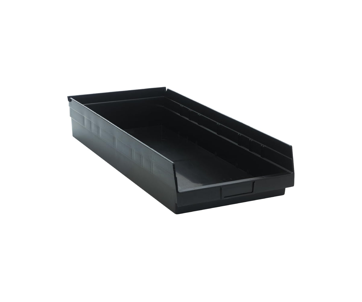 Quantum Storage QSB116 Heavy-Duty Nesting Plastic Shelf Bins for Pharmacy by QUANTUM STORAGE SYSTEMS – 23.63" L x 11.13" W x 4" H, 1052.0 cubic_inches, Plastic, Black, Pack of 6
