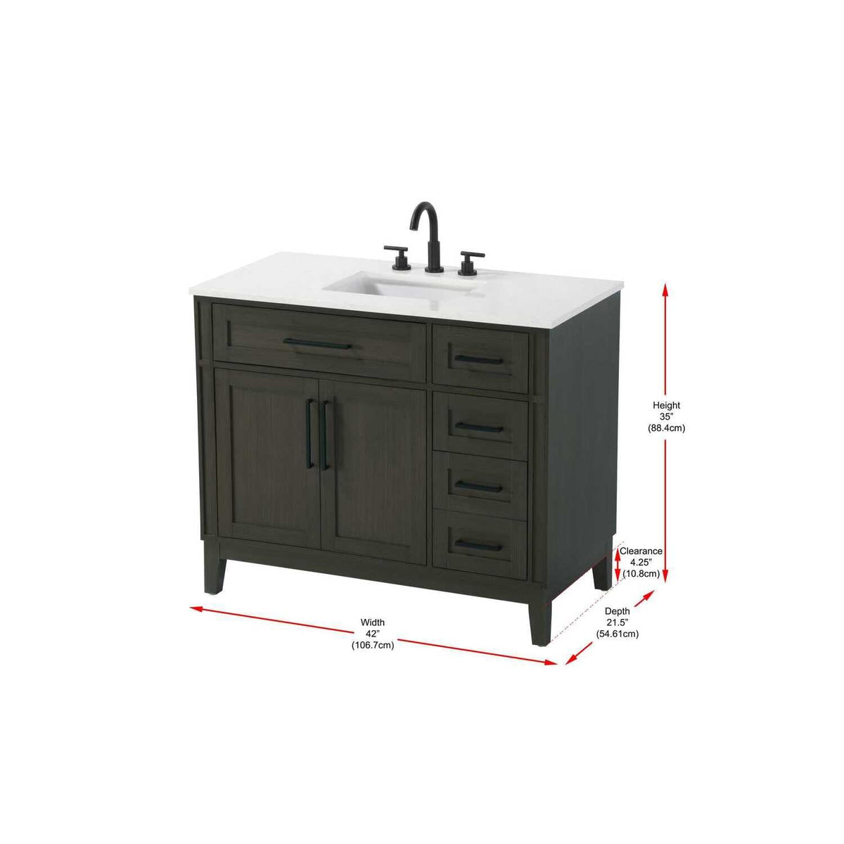 42" Single Bathroom Vanity in Mocha Brown by Elegant Kitchen and Bath – unspecified, Aluminum, Mocha, Model VF82542MMB