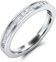 Channel Half Eternity Wedding Band 0.4ct Princess Cut Moissanite White Gold Plated