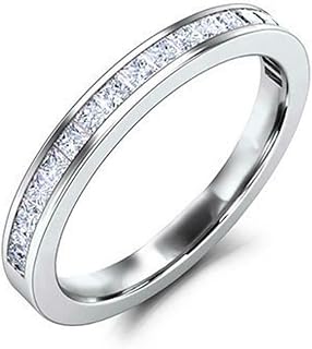 Channel Half Eternity Wedding Band 0.4ct Princess Cut Moissanite White Gold Plated