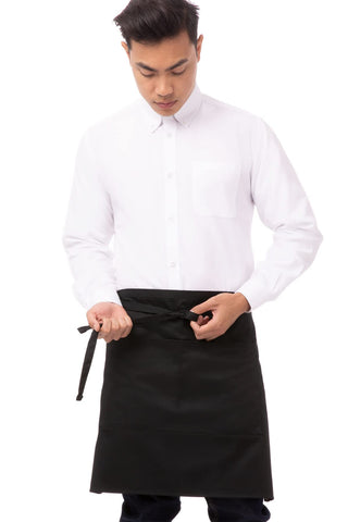 Unisex Half Bistro Server Apron by Chef Works – One Size, Polycotton, Black, 1 Pack, Model F28