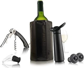 Vacu Vin Wine Saver Pump with 2 x Vacuum Bottle Stoppers - Black (Wine Essentials Kit), standard (68891606-USA)