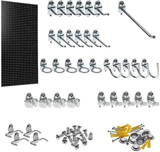 Triton Products TPB-36BKH-Kit 24-Inch W x 48-Inch H Custom Painted Jet Heavy Duty Tempered Round Hole Pegboards with Locking Hook Assortment, Black