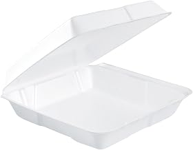 Dart 95HT1R Lg Foam Hinged Container, 9.5 in (Case of 200)