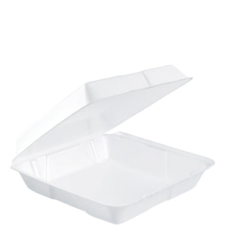 Dart 95HT1R Lg Foam Hinged Container by SOLO – 3" x 9.3" x 9.5", 9.5 liters, Foam, White, Pack of 200