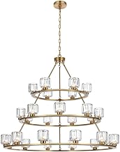 Elegant Lighting Cadence 48" Three-Tier Chandelier in Satin Gold