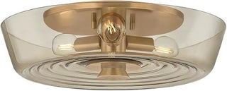 Troy Lighting Theodore Flush Mount | Patina Brass Finish | Rippled Light Bronze Glass | Modern Vintage Ceiling Light | Damp Rated Interior Fixture | 16" W x 4.5" H | C3916-PBR