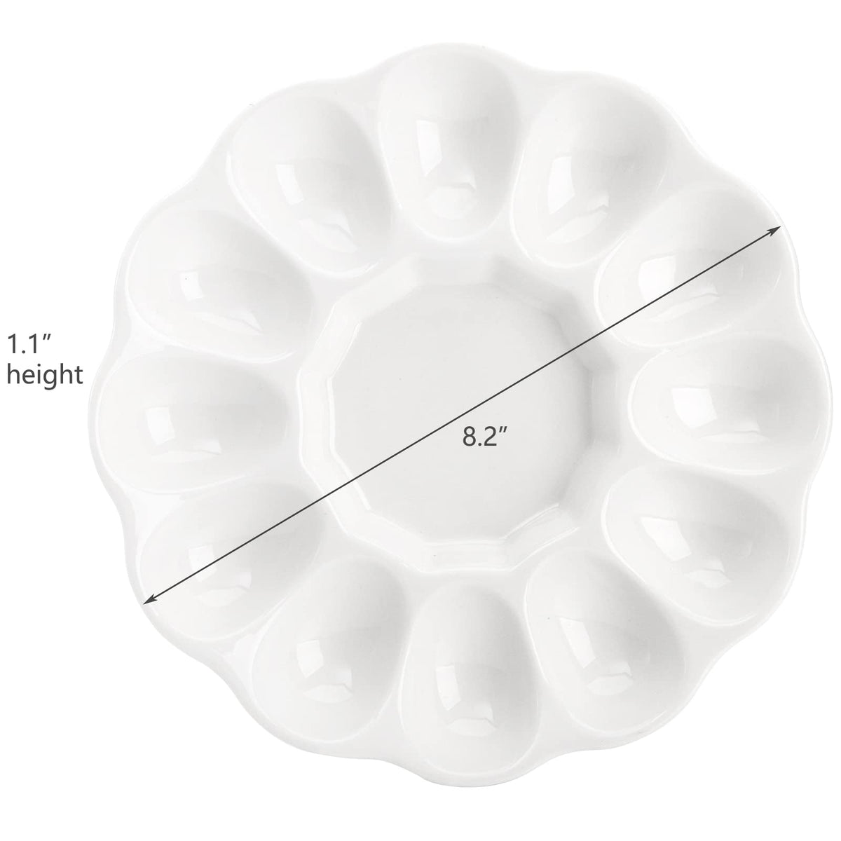 Hedume Ceramic Deviled Egg Tray, 12 Cup Capacity, White